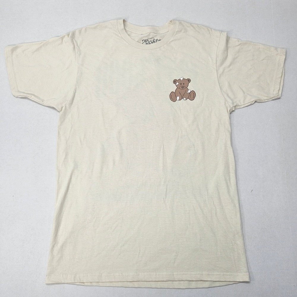 Eighty Eight Mens Graphic T Shirt Cream Teddy Bear Feel Good Print Size‎ Medium